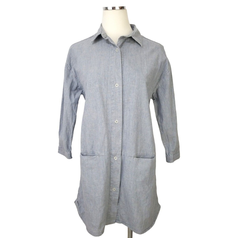Roamers & Seekers Women's Cotton Tunic Shirt 3/4 Sleeve Size Medium Chambray